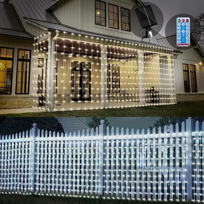 32.8 * 6.56FT Large Size Solar Curtain Lights Outdoor, 8 Modes Icicle Lights, Solar Garden Christmas Decortions for Patio, Gazebo, Eaves, Fence, Tree, Porch (White) by GreenHaven Gardens