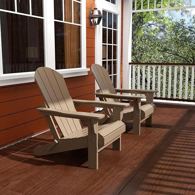 Westin Outdoors Laguna WO Home Furniture Adirondack Chair 2 PCS Set Outdoor Folding Patio Chair for Bon Fire Pit Garden Lawn Backyard Lounging Relaxing (Weathered Wood) by GreenHaven Gardens