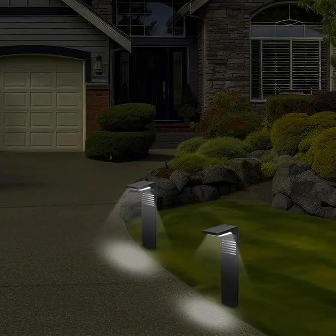 Techko Outdoor Solar L-Shaped Path Lights (2-Pack), Modern Minimal Design, Waterproof IP65, Garden Lights for Landscape, Yard, Walkway, Pathway,Matte Black by GreenHaven Gardens