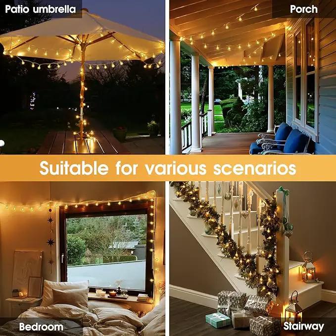 16.4ft 50LED Globe String Lights Indoor Bedroom Battery Operated, Crystal Fairy Lights IP44 Waterproof Outdoor Hanging Decorative Lights for Home Tent Patio Garden Party Wedding Decor by GreenHaven Gardens