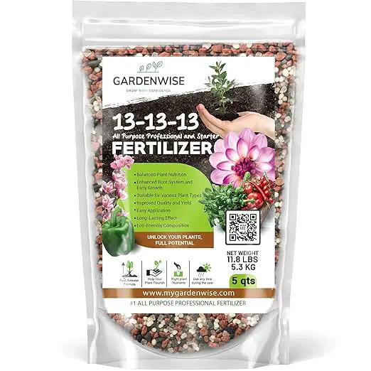 13-13-13 Slow Release Granular Fertilizer – All Purpose Plant Food 13 13 13 for Outdoor Grass, Vegetables, Roses, Flowers, Shrubs, Trees. Lawns, Gardens, Potted Plants (5 quarts) by GreenHaven Gardens