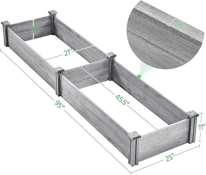 Yaheetech 8×2ft Wooden Horticulture Raised Garden Bed Divisible Elevated Planting Planter Box for Flowers/Vegetables in Backyard/Patio Outdoor, Gray, 95 x 25 x 11in by GreenHaven Gardens