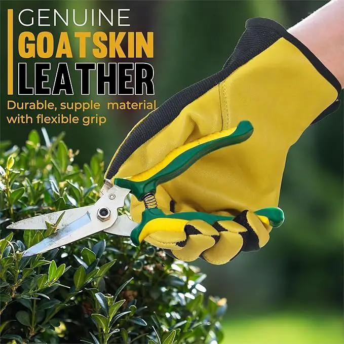 HANDLANDY Leather Work Gloves for Men & Women, Reinforced Durable Garden Gloves, Cowhide Working Glove for Gardening by GreenHaven Gardens