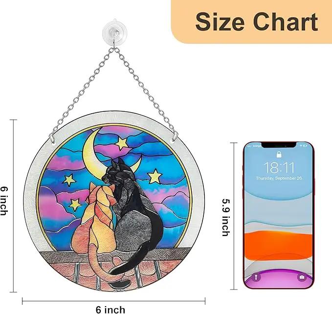 Cat Sun Catcher Stained Glass, 6 * 6inches Suncatcher for Window, Cat and Dog Patterns Sun Catcher Glass,Cat Mom Gifts by GreenHaven Gardens