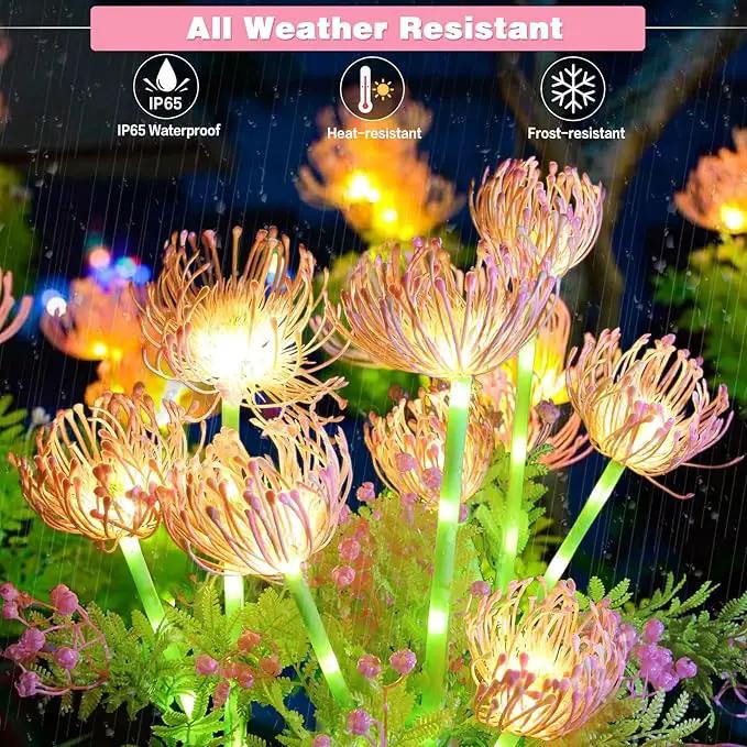 Solar Garden Lights Outdoor, 4 Pack Solar Flowers Lights,12 Head Waterproof Flower with Glowing Stems, Outdoor Solar Light for Yard, Pathway, Garden Decor & Gardening Gift by GreenHaven Gardens