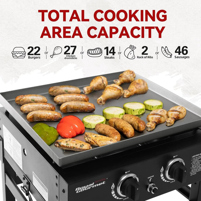 Royal Gourmet GB2000N 2 Burner Propane Gas Griddle, 23 Inch Flat Top Grill with 450 Sq. In. Cooking Area for Backyard and Tailgating, Black by GreenHaven Gardens