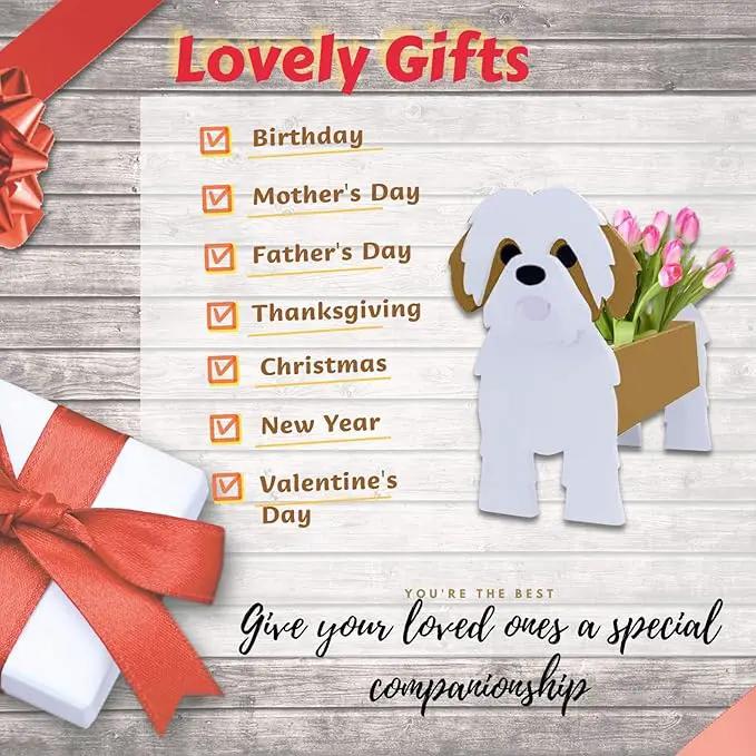 Brown Shih Tzu Dog Planter Plant Pots,Cute Garden Dog Flower Planter,Dog Planters Birthday Gifts for Women,Office,Indoor/Outdoor Decor（9.45in*8.98 * 13.5in） by GreenHaven Gardens