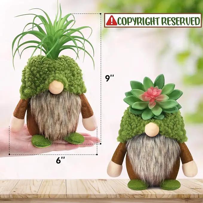 Upltowtme Succulent Gnomes Spring Green Plants Gnomes Swedish Plush Tiered Tray Decoration Tomte Doll Decor Cacti Nordic Dwarf Home Stuffed Gnomes Collection Garden Gift for Her Him Plant Lover by GreenHaven Gardens