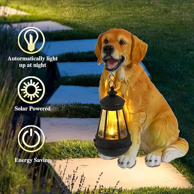 Afirst Solar Dog Statue Garden Decor, Outdoor Statue Decor with Solar Lantern Lovely Golden Retriever Figurine Patio Lawn Yard Art Ornaments Housewarming Gift by GreenHaven Gardens