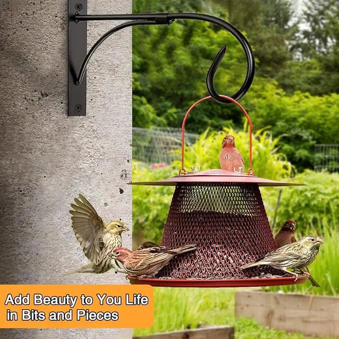 Iron Hanging Basket Brackets, 2 Pcs 11 Inch Durable Weather-Resistant Outdoor Plant Hooks for Hanging Plant Lantern Windchime Birdhouse Metal Sign Fruit Bracket, Screw Included by GreenHaven Gardens