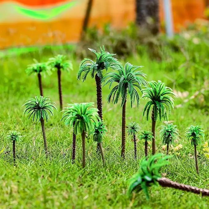 48 Pcs Plastic Model Tree Layout Rainforest Train Palm Tree Model Coconut Palms for Outdoor Garden Decoration by GreenHaven Gardens