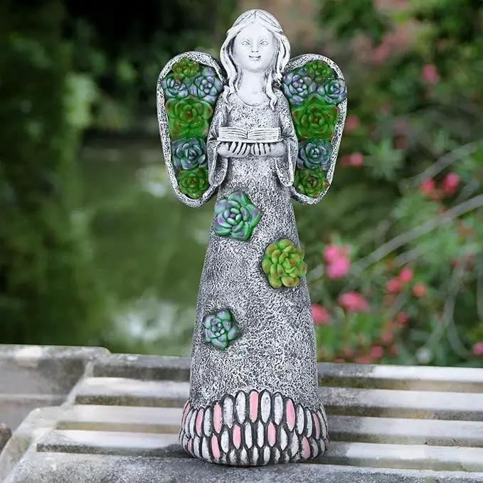 Garden Angels Statue-Solar Angel Statues Cemetery Decoration- Outdoor Memorial Pray Angels Figurine for Patio Lawn Yard Porch Decorations,10.24 Inches by GreenHaven Gardens