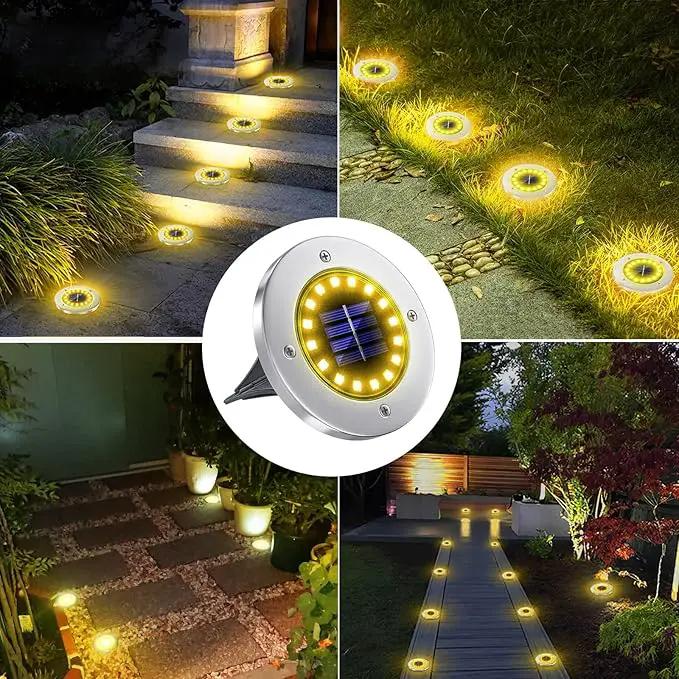 NFESOLAR Solar Lights Outdoor with 16 LEDs, Bright Solar Ground Lights Outdoor Waterproof Solar Disk Lights for Pathway Garden Yard Lawn Walkway Driveway (Warm White 8pack) by GreenHaven Gardens