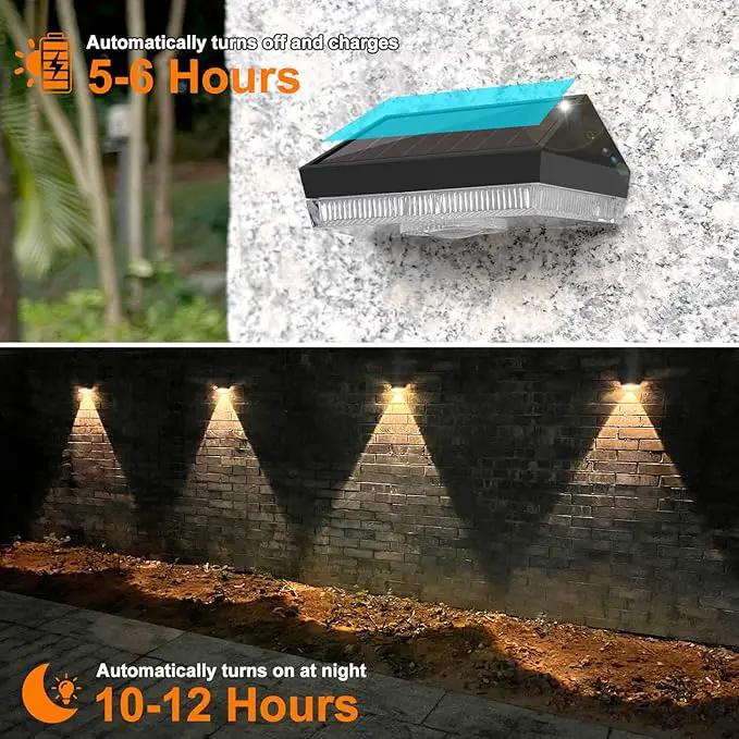 Ellasay Solar Powered Lights for Fence: 10 Lighting Modes with RGB - Waterproof IP65 - Bright Lens LED for Outdoor Wall Garden Deck Patio Porch Yard Pool 16 Pack