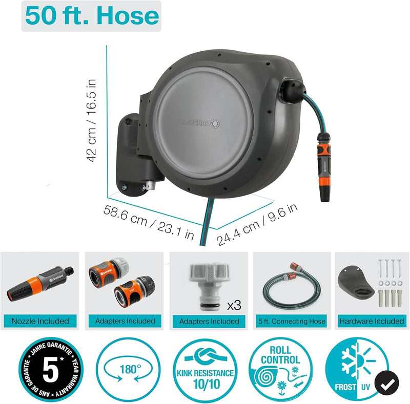 Retractable Hose Reel RollUp 50 ft. Auto retracting & ready-to-use, photo 2 of 17