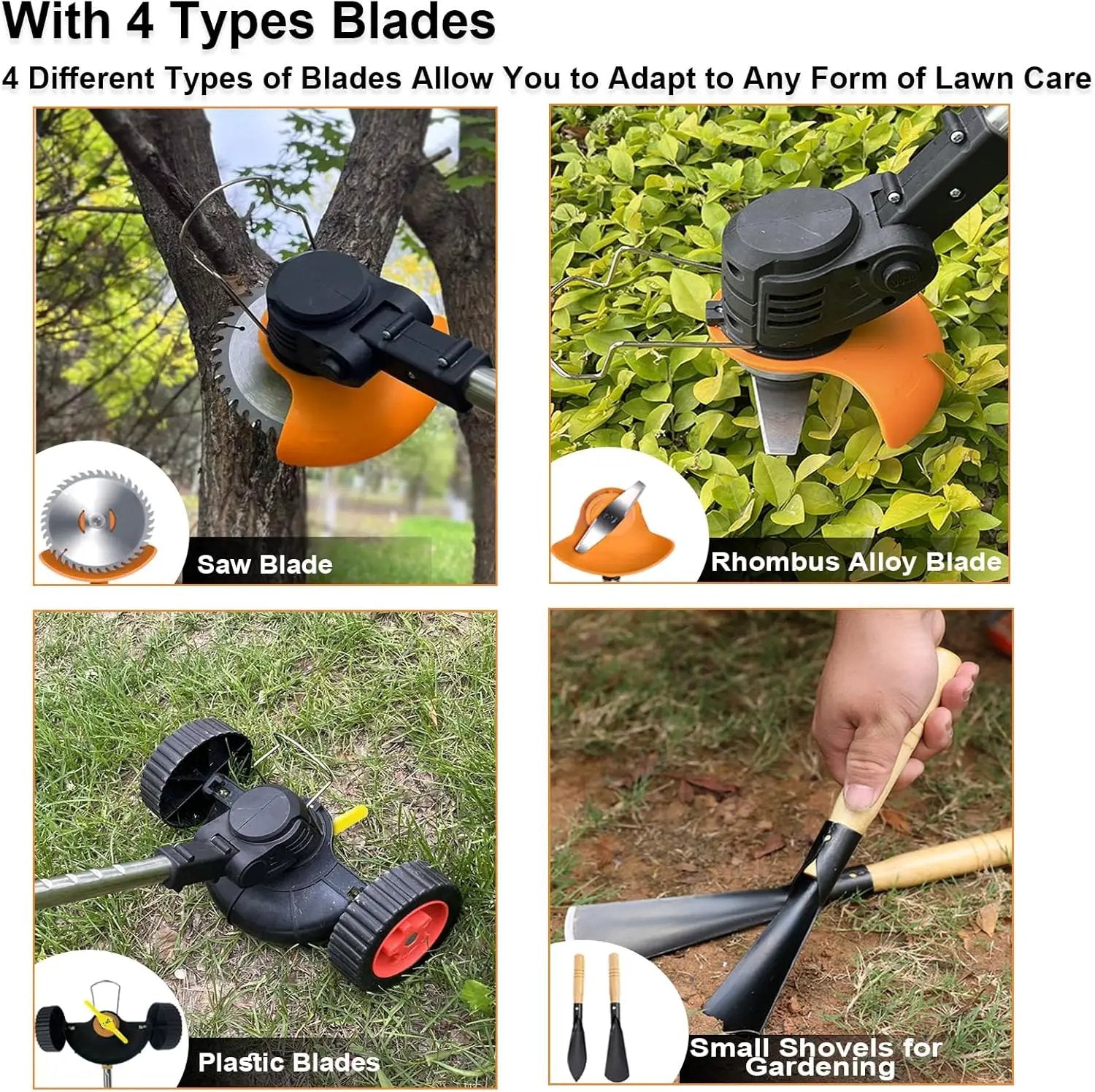 Electric Weed Wacker Eater Cordless Battery Powered, Weed Trimmer 21V Lightweight No-String with 2 Battery Operated & Wheels, 3 in 1 Stringless Grass Trimmer/Edger/Brush Cutter for Garden Yard Lawn by GreenHaven Gardens