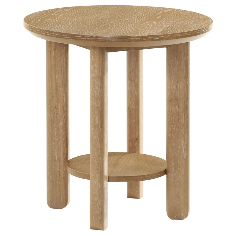 Ottowa 2-piece Round Wood Coffee Table Set Light Oak by Unique Piece Furniture