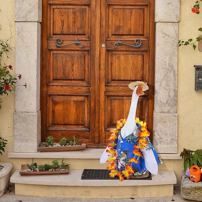 Goose Outfit Yard Porch Goose Clothes Silly Lawn Shirt for 23'' Cement Duck Decorations(Summer) by GreenHaven Gardens