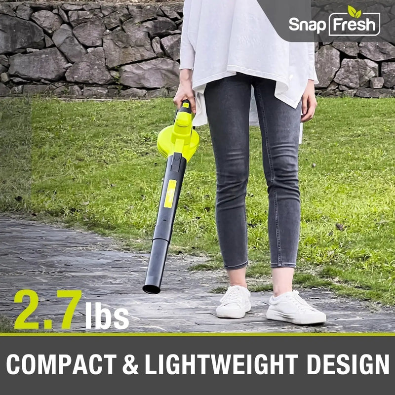 SnapFresh Cordless Leaf Blower, 20V Electric Leaf Blower with 4.0Ah Battery & Fast Charger, 2-Speed Lightweight Battery Leaf Blower for Lawn Care/Patio/Yard/Sidewalk by GreenHaven Gardens