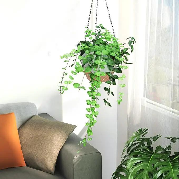 3 Pack Hanging Planter Indoor Outdoor Flower Pots 7/6.5/5 Inch, Self-Watering Hanging Pot with Drainage Holes Hanging Baskets Holder Plant Pots for Garden (Green) by GreenHaven Gardens