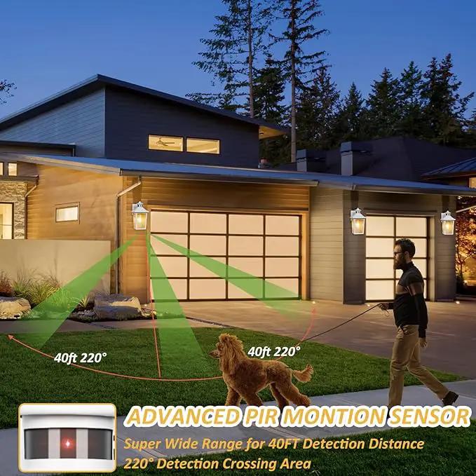 White Motion Sensor Outdoor Wall Light 2 Packs, Dusk to Dawn Outdoor Wall Lighting, Waterproof Exterior Light Fixture, Modern Porch Light Outside Wall Mount for House Patio Garage, Anti-Rust by GreenHaven Gardens