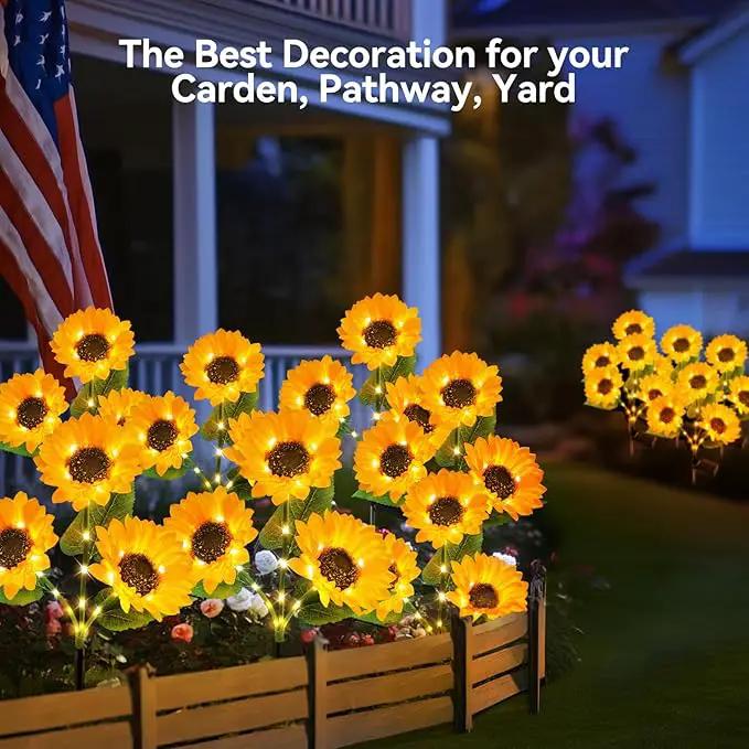 KOOPER Solar Lights Outdoor Decor - 6 Pack with 18 Sunflower Lights, Auto ON/Off, Waterproof for Garden, Patio, Backyard by GreenHaven Gardens