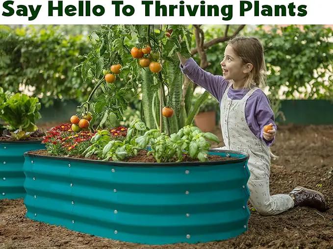 Galvanized Raised Garden Beds Outdoor // 4×2×1 ft Planter Raised Beds for Gardening, Vegetables, Flowers // Large Metal Garden Box (Turquoise) by GreenHaven Gardens