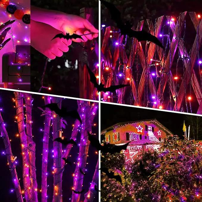 weillsnow 164FT 500 LED Halloween Lights, 8 Modes Waterproof Plug in String Lights for Halloween Indoor Outdoor Yard Party Wedding Garden Home Decorations (Purple & Orange) by GreenHaven Gardens