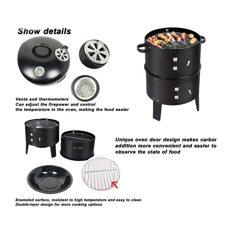 Outdoor Double-Layer Grill Charcoal Wood Fired Braising and Smoking Stove by HouseOfZazla