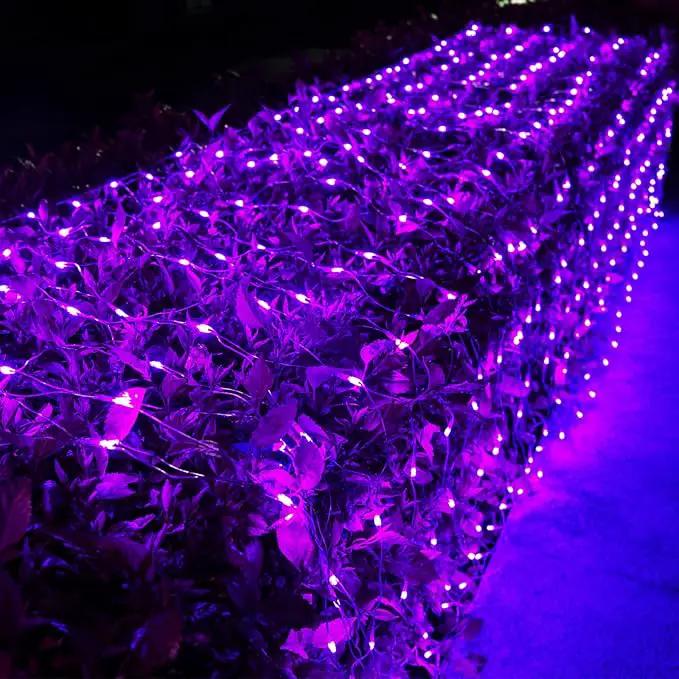Joomer 12ft x 5ft 360LED Purple Halloween Net Lights Outdoor, 8 Modes Timer Connectable Waterproof Bush Mesh Netting for Halloween Outdoor Decorations (Clear Wire) by GreenHaven Gardens
