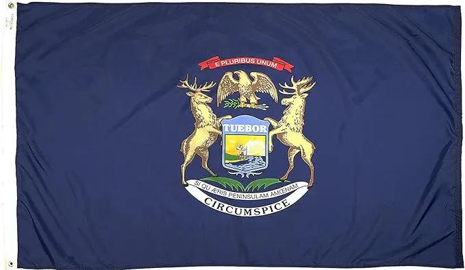 FlagSource Michigan Nylon State Flag, Made in USA, 8x12' by GreenHaven Gardens