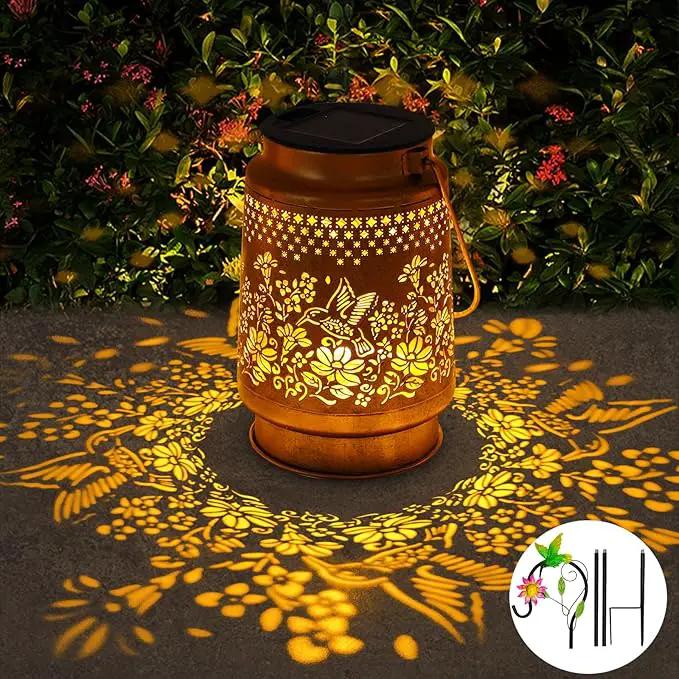 Solar Lanterns Outdoor Hummingbird Garden Decor, Birthday Gifts for Women Mom Grandma Metal Hanging Lantern Lights Waterproof Solar Lights with Shepherd Hook LED Decoration for Garden Yard Patio Lawn by GreenHaven Gardens