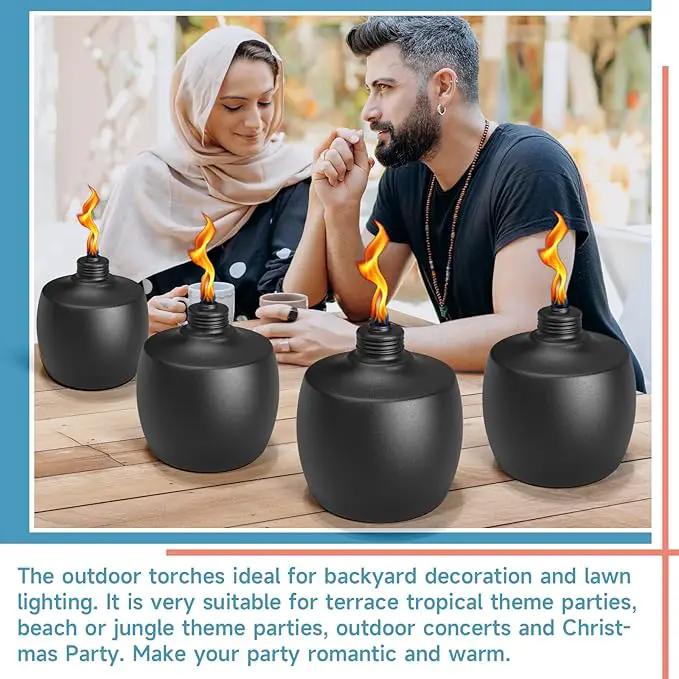 4-Pack Citronella Tabletop Torches, 21.5 oz Table Top Torches for Outdoor, Metal Oil Burner Candles, Garden Torches with Fiberglass Wick for Yard, Patio, Deck, Garden, Party, Landscape by GreenHaven Gardens