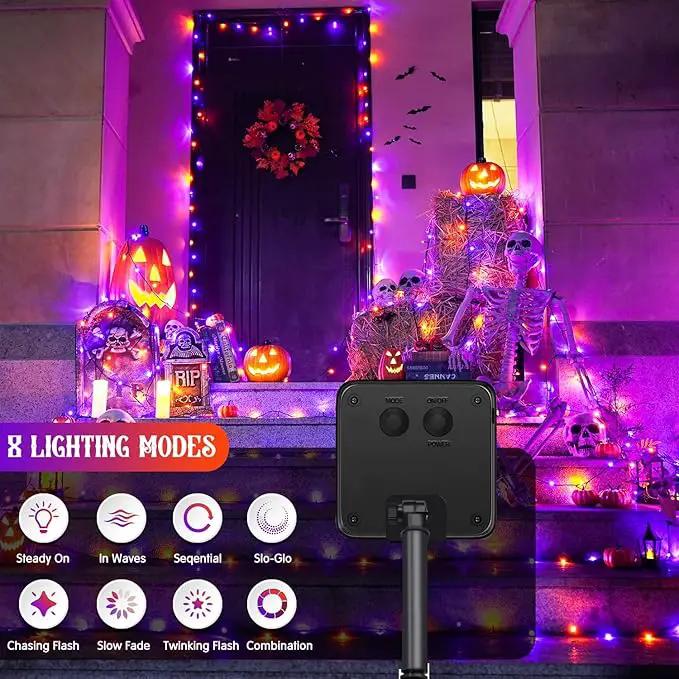 JMEXSUSS Orange and Purple Solar Halloween Lights, 2 Pack Each 100 Led Solar String Lights Outdoor Waterproof for Halloween Tree Christmas Decoration by GreenHaven Gardens