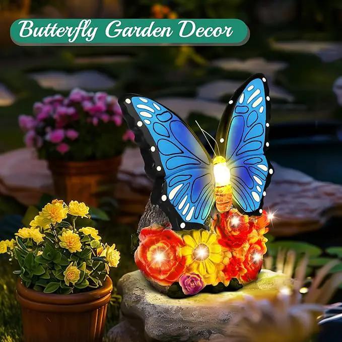 Linkax Solar Lights Outdoor LED Figurine Garden Decor for Outside Patio Yard Home, Easter Mothers Day Birthday Gifts for Women Mom Grandma Wife Daughter, A Bundle of Turtle and Butterfly Statues by GreenHaven Gardens