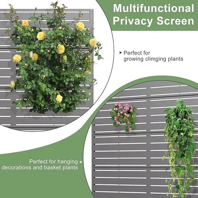 Casaphoria Metal Raised Garden Bed with Trellis and Wheels, 72"x47"x16" Planter Box for Climbing Plants, Vegetables & Vines, Features Drainage Holes and Privacy Screen (Grey-Louvered) by GreenHaven Gardens