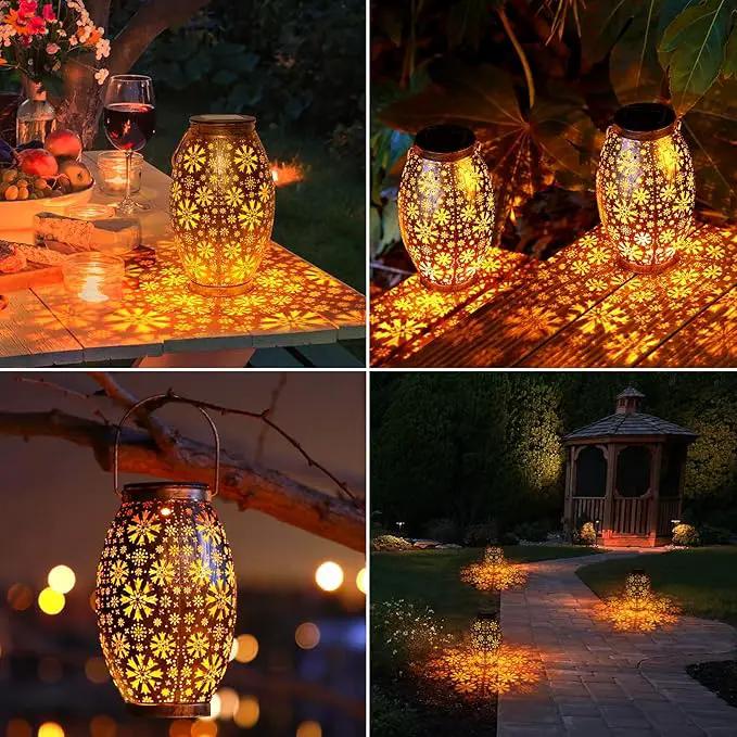 Solar Lanterns Outdoor Waterproof - 2 Pack Hanging Solar Lights Outdoor, Halloween Decorative Retro Metal Lanterns with Handles for Yard, Patio, Tabletop, Pathway, Gardening Gifts for Women Men by GreenHaven Gardens