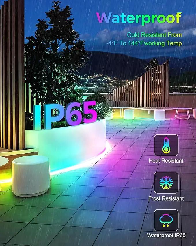Solar Led Strip Lights Outdoor RGB,16.4FT Music Sync Solar Strip Lights Outdoor Waterproof IP68 with Remote & 8 Lighting Modes,Powered Rope Lights for Yard Trees,Garden,Step,Patio,Fence,Deck by GreenHaven Gardens