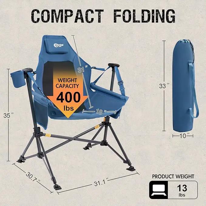 Portal Heated Hammock Camping Chair, Portable Outdoor Swinging Chairs, Rocking Chair for Adults with Adjustable Back and Height for Lawn Backyard Patio, Supports 400 lbs, Blue by GreenHaven Gardens