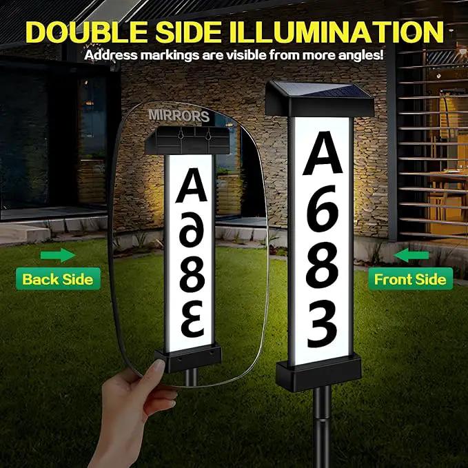 DBF Solar Address Sign, Dual-Sided House Numbers for Outside Waterproof, 3 Colors LED Illuminated Solar Powered Address Plaque with stakes, Outdoor House Number for Home Yard Garden Street by GreenHaven Gardens