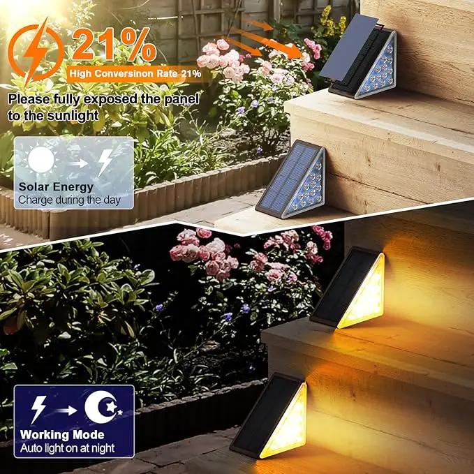 Solar Step Lights for Outside Waterproof IP67, Outdoor Stair Lights 2 Pack, Solar Stair Light Outdoor LED Outdoor Step Lights Decor for Deck, Front Step, Patio, Garden by GreenHaven Gardens