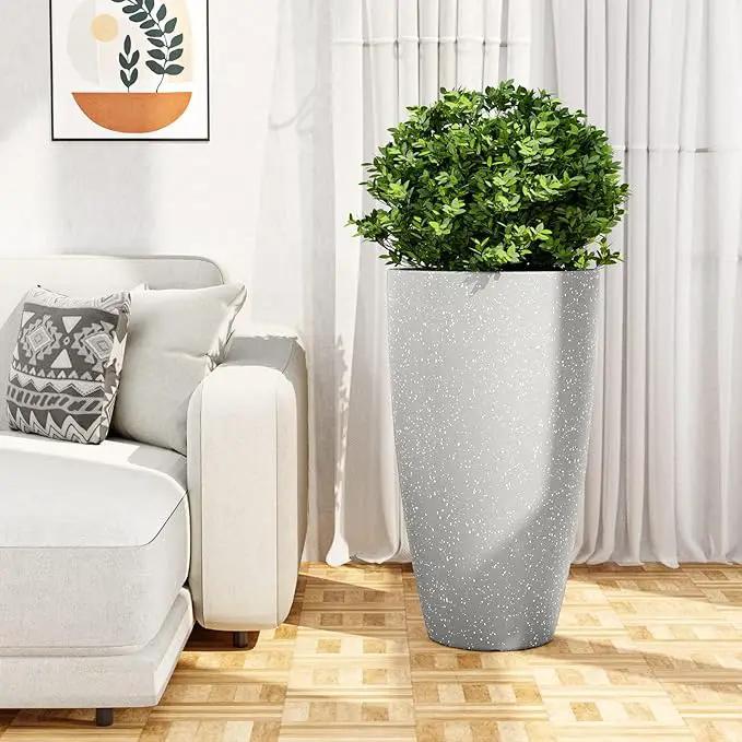 QCQHDU 21 inch Tall Planters for Indoor & Outdoor Plants, 2 Pack Sturdy Plant-Flower-Tree Pots for Front Porch Patio Deck Living Room Decor by GreenHaven Gardens