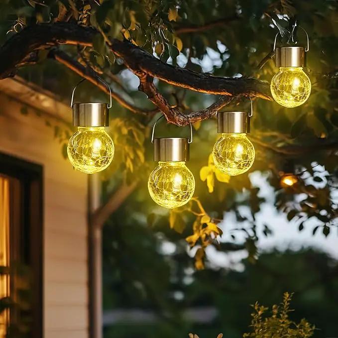 GIGALUMI 16 Pack Solar Outdoor Lights, Solar Hanging Lights for Christmas Decoration-Cracked Glass Solar Lights Outdoor Waterproof for Garden, Yard, Fence, Tree(Warm White) by GreenHaven Gardens