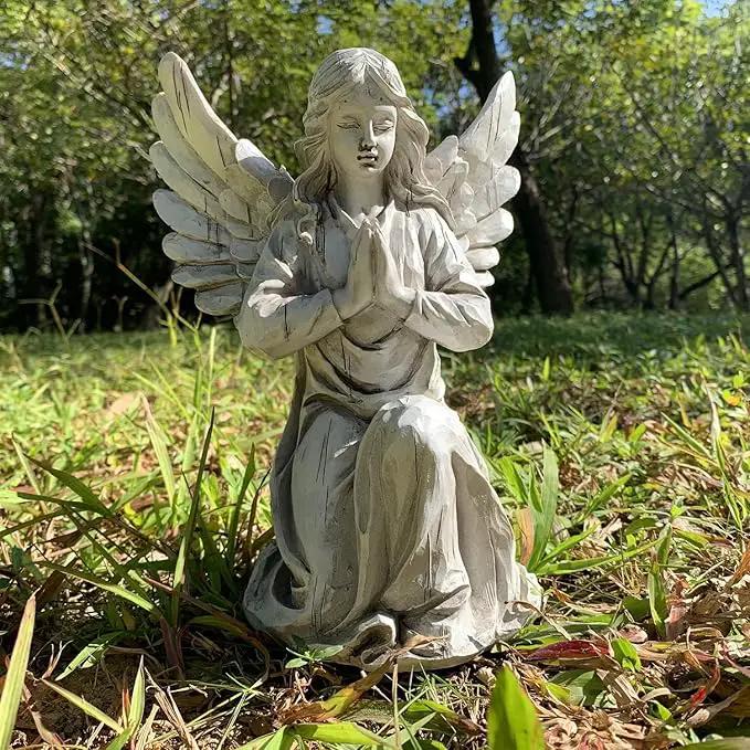 Praying Angel Garden Statue, Religious Fairy Sculpture Waterproof Decorative Figurine Art Decor for Patio, Lawn, Yard, Housewarming Ornament Present Angels HSa-1 by GreenHaven Gardens