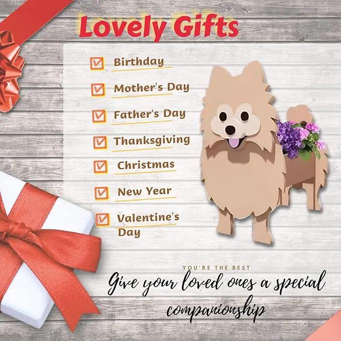 Brown Pomeranian Dog Planter Plant Pots,Cute Garden Dog Flower Planter,Dog Planters Birthday Gifts for Women,Office,Indoor/Outdoor Decor（9.45 * 6.65 * 12.13in） by GreenHaven Gardens