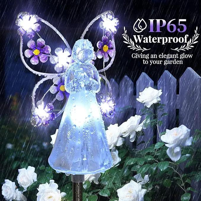 GIGALUMI Solar Angel Garden Stake Lights - 2 Pack Angel Solar Lights Outdoor Garden, Eternal Light Angel with 7 LEDs for Cemetery Grave Decorations, Memorial Gift, Christmas Yard Art, Sympathy Gifts by GreenHaven Gardens