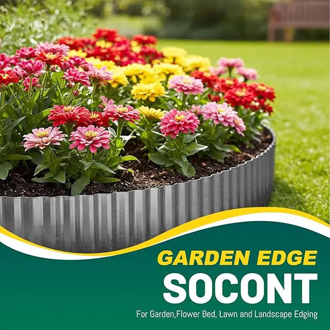 Corrugated Metal Garden Edging, 6"×40Ft Durable Landscape Border for Garden, Lawn, Flower Beds and Paver Edging (Gun Silver) by GreenHaven Gardens