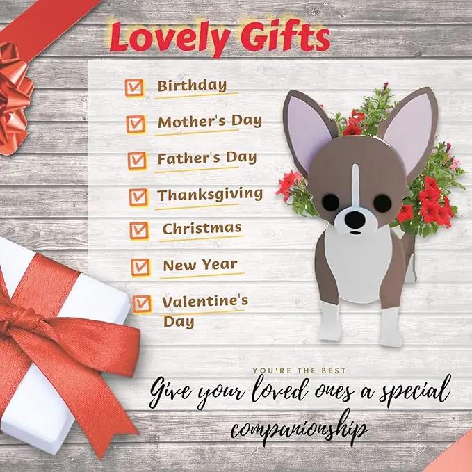 Chihuahua Dog Planter Plant Pots,Cute Garden Dog Flower Planter,Dog Planters Birthday Gifts for Women,Office,Indoor/Outdoor Decor（9.45 * 5.94 * 13.39in） by GreenHaven Gardens