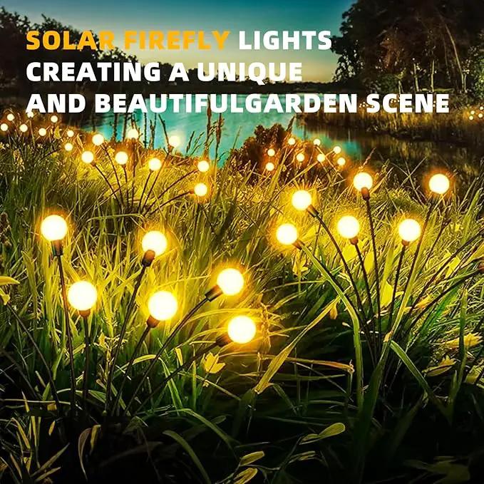 Solar Garden Lights, 2-Pack Dual Mode 20-LED Waterproof Outdoor Solar Firefly Lights for Yard, Patio, Pathway – Warm White Ambiance by GreenHaven Gardens