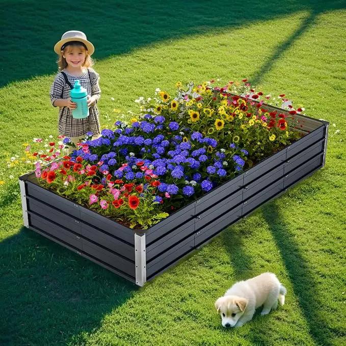 Galvanized Raised Garden Bed 7.5x4x1.3ft, 5 in 1 Durable Variable Planter Boxes Outdoor, Rust-Proof Metal Elevated Raised Beds for Gardening for Vegetables, Fruits, Flowers & Herbs by GreenHaven Gardens